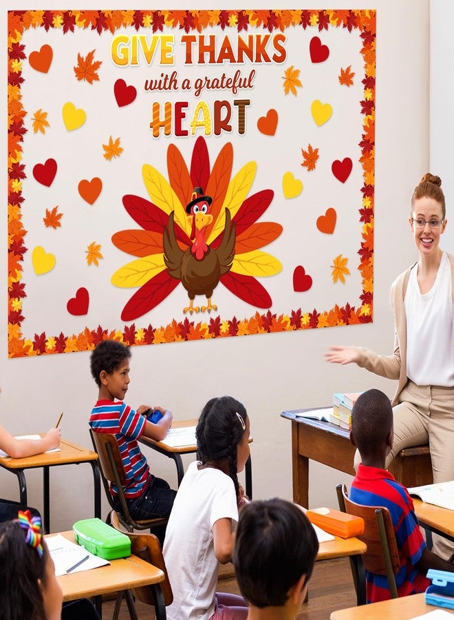 Containlol Fall Thanksgiving Bulletin Board Set Autumn Harvest Classroom Decorations Cutout for Door Wall School Supplies(Multicolor,Heart Turkey) - Image 4