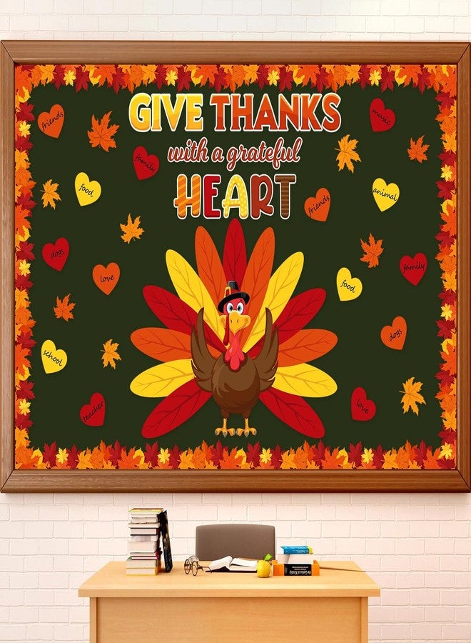 Containlol Fall Thanksgiving Bulletin Board Set Autumn Harvest Classroom Decorations Cutout for Door Wall School Supplies(Multicolor,Heart Turkey) - Image 1
