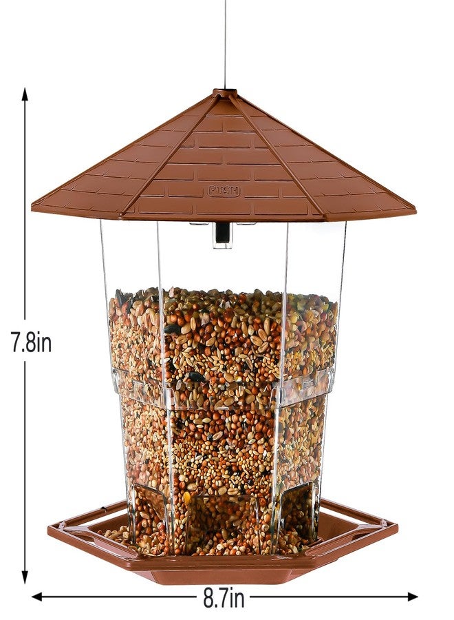 Jealoeur Bird Feeders for Outdoors Hanging, Bird Feeder with a Latch Feature, Wild Bird Seed for Outside Feeders and Garden Decoration Yard for Bird Watchers(Brown, 1 Pack) - Image 5