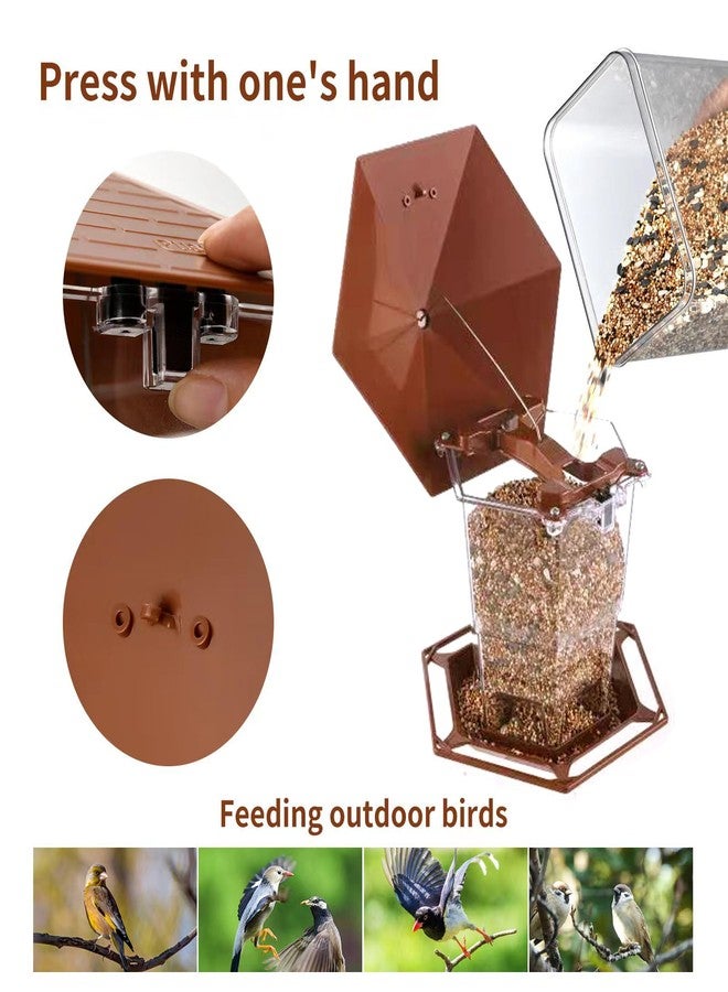 Jealoeur Bird Feeders for Outdoors Hanging, Bird Feeder with a Latch Feature, Wild Bird Seed for Outside Feeders and Garden Decoration Yard for Bird Watchers(Brown, 1 Pack) - Image 3