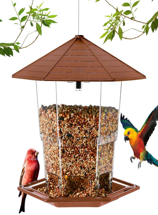 Jealoeur Bird Feeders for Outdoors Hanging, Bird Feeder with a Latch Feature, Wild Bird Seed for Outside Feeders and Garden Decoration Yard for Bird Watchers(Brown, 1 Pack) - Image 1