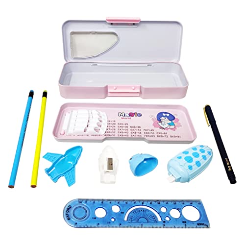 PARTEET Combo (Pack of 6 Items) 1 Metal Pencil Box, 2Pencil, 1 Scale, 1Sharpner, 1 Pen, 1Correction Tape for Kids (Assorted Colour) - Image 3