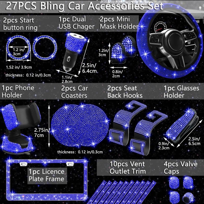 NBTEPEM 27 PCs Bling Car Accessories Set - Image 2