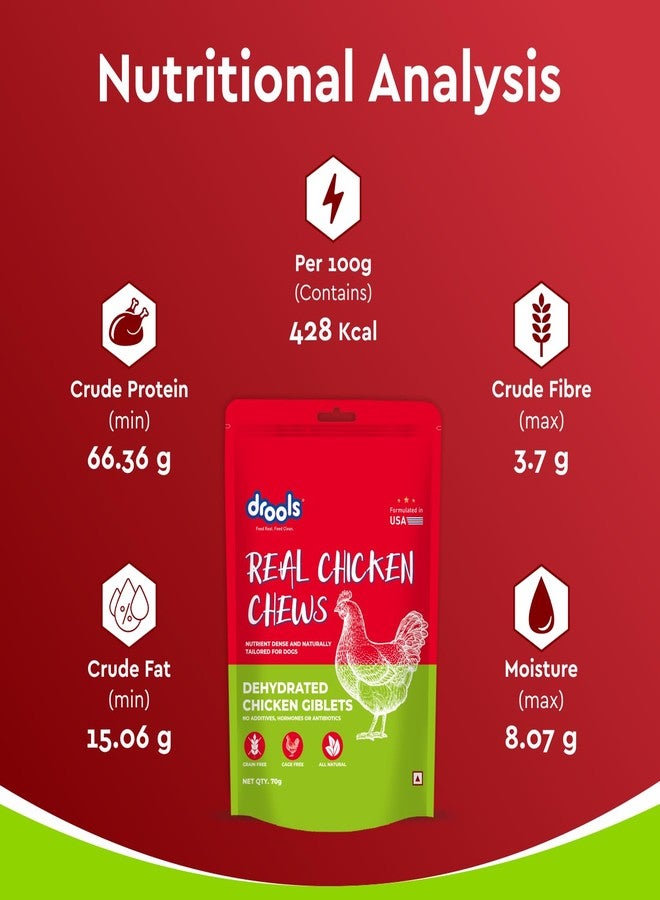 Drools Puppy & Adult Dog Treats Dehydrated Chews Giblets 70g | Real Chicken Flavour | Vital Nutrients | Digestive Health | Protein-Packed | Tasty & Nutritious - Image 5