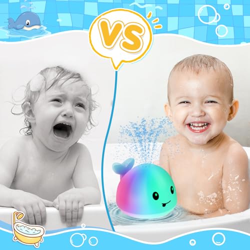 GIGILLI Baby Bath Toys for Kids Ages 1-3, Christmas Stocking Stuffers 1 2 3 Year Boy Gift, Whale Bath Toy Sprinkler Light up Bath Toys for Babies 6-12 Months, Toddlers Bathtub Toys Newborn Baby Birthday Gifts - Image 5