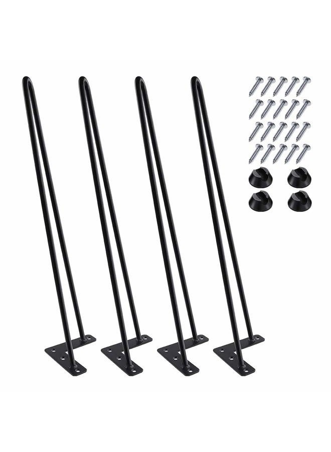 MSOBAIW Hairpin Legs 20" Set of 4, DIY Metal Table Furniture Legs Ideal for Dining Table, Desk, 3/8" Diameter Mid Century Modern Style (20", Black) - Image 1