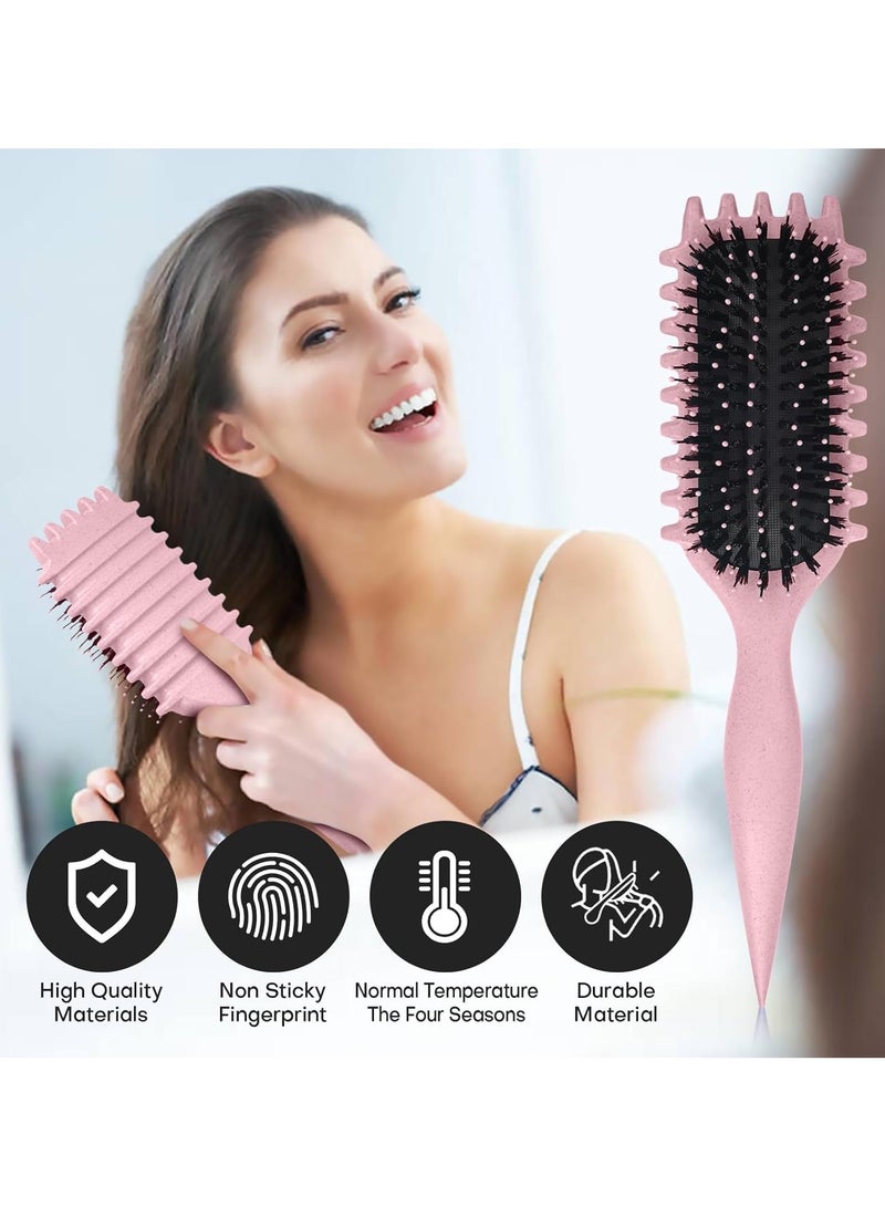 Fluffy Curl Defining Hair Brush - Elastic Hair Styling Comb For Bounce & Volume, Durable Plastic Bristles & Abs Handle