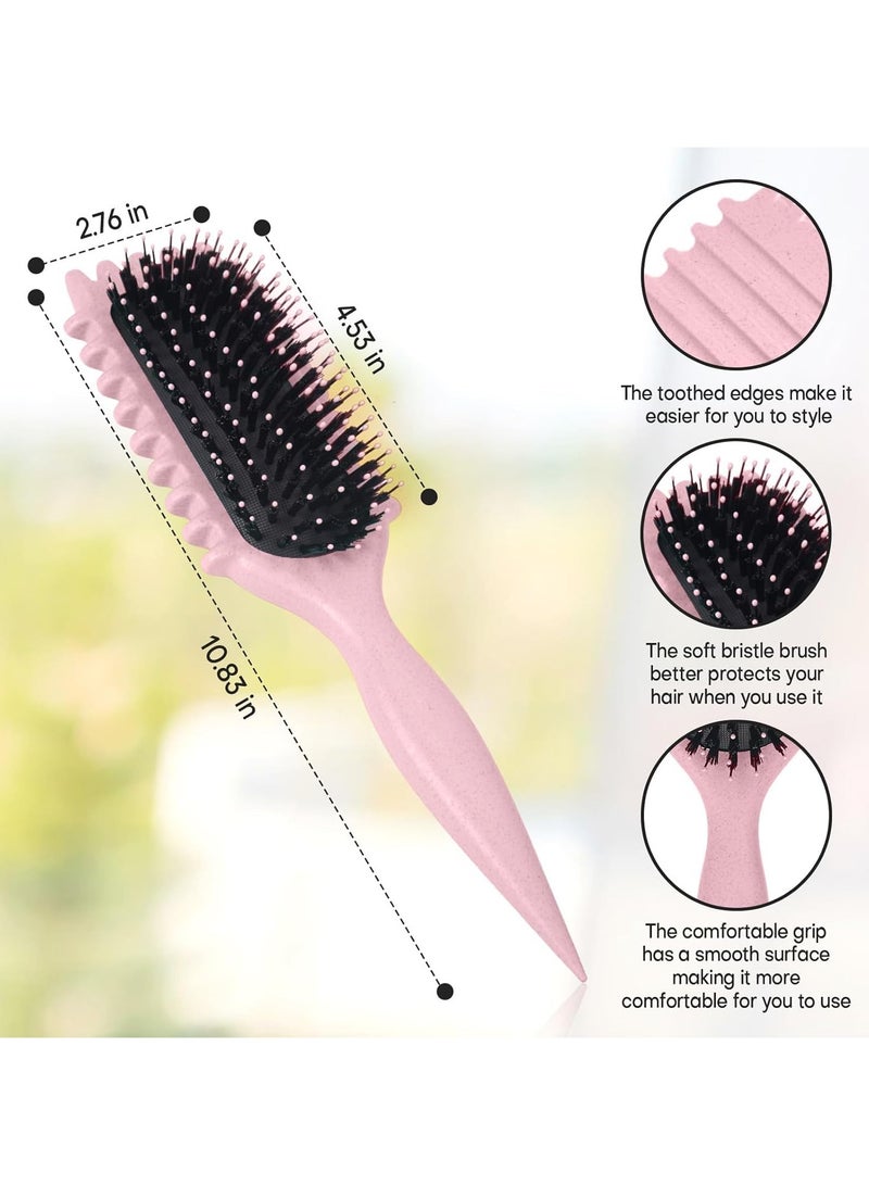 Fluffy Curl Defining Hair Brush - Elastic Hair Styling Comb For Bounce & Volume, Durable Plastic Bristles & Abs Handle