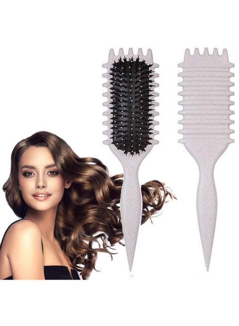 Fluffy Curl Defining Hair Brush - Elastic Hair Styling Comb For Bounce & Volume, Durable Plastic Bristles & Abs Handle