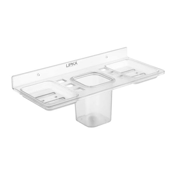 Lipka Unbreakable ABS 4-in-1 Wall Mounted Bathroom Shelf Tray | Double Soap Dish, Toothbrush & Tumbler Holder | Multipurpose Storage Rack for Bathroom, Kitchen, Wash Basin, Shower & Toilet Use - Image 4