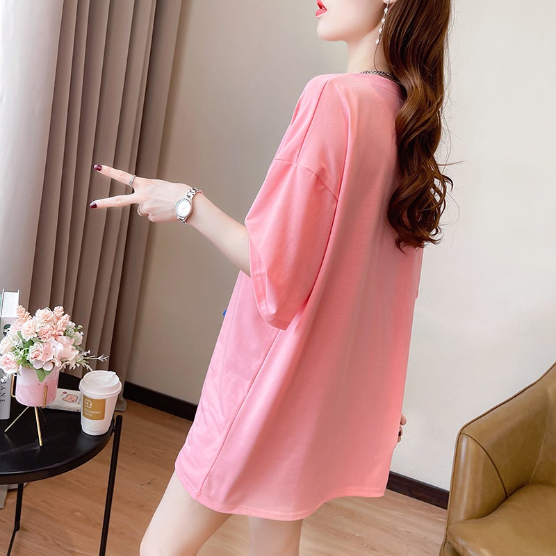 8925# [Real S 6535 ] Summer Fresh Cute Cartoon Duck Print 2024 Round Neck T-Shirt For Women - Image 5