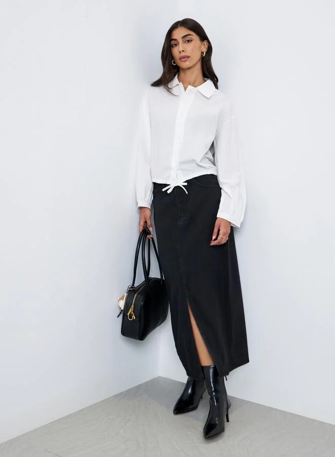 ستايلي بلوزة كاجوال بشريط أزرار غلق