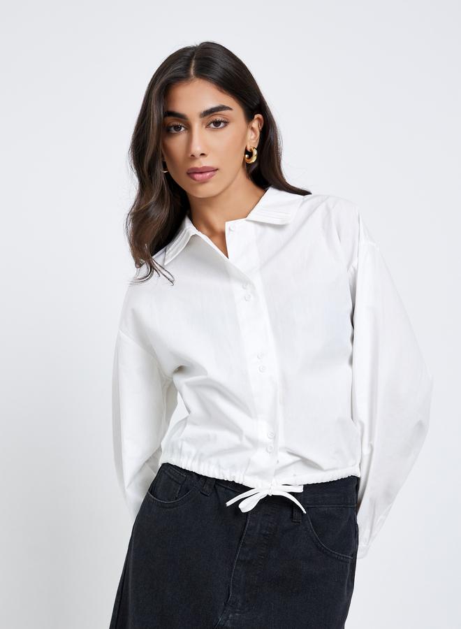 ستايلي بلوزة كاجوال بشريط أزرار غلق - Image 1