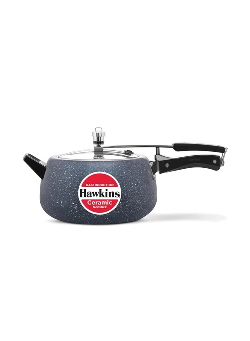 Hawkins Hawkins 5 Litre Ceramic Nonstick Pressure Cooker, Induction Inner Lid Cooker, Granite Contura shaped Cooker, Best Cooker, Blue (ICC50  - Image 1