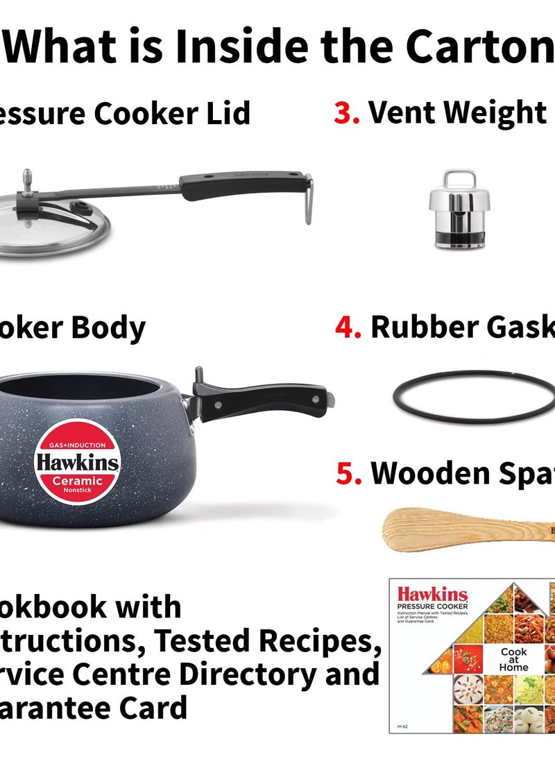 Hawkins Hawkins 5 Litre Ceramic Nonstick Pressure Cooker, Induction Inner Lid Cooker, Granite Contura shaped Cooker, Best Cooker, Blue (ICC50  - Image 4