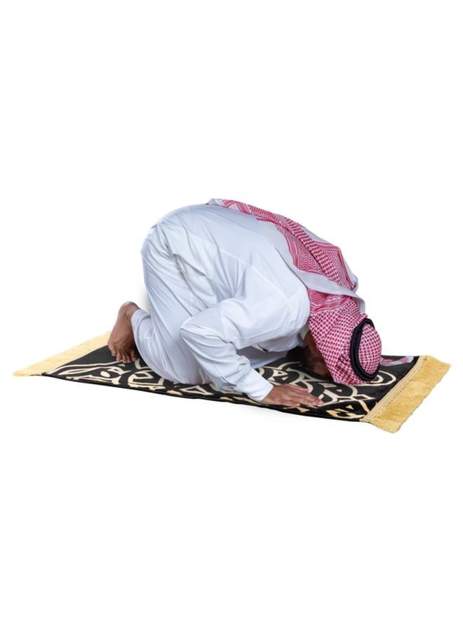 MADA Lightweight Design Eye-Catching Pattern Prayer Mat Black and Gold 110 x 70cm - Image 5
