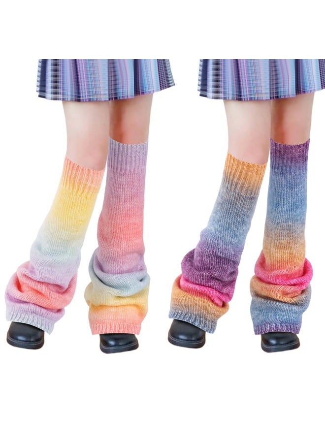 Junely 2 Pairs Leg Warmers for Women Kawaii Leg Warmer Cute Legwarmers Japanese Socks Halloween Goth Emo Gyaru Accessories, Multicolor, One size - Image 1