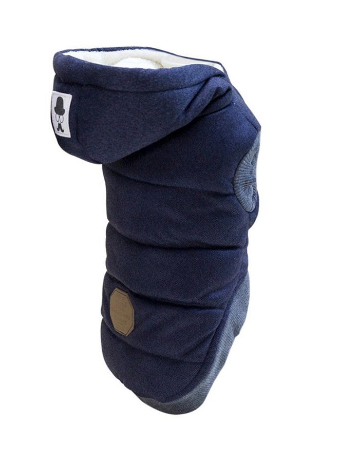 NIBEMINENT Mustache Pattern 2-Legs Padded Coat With Hoodie Dark Blue Myard