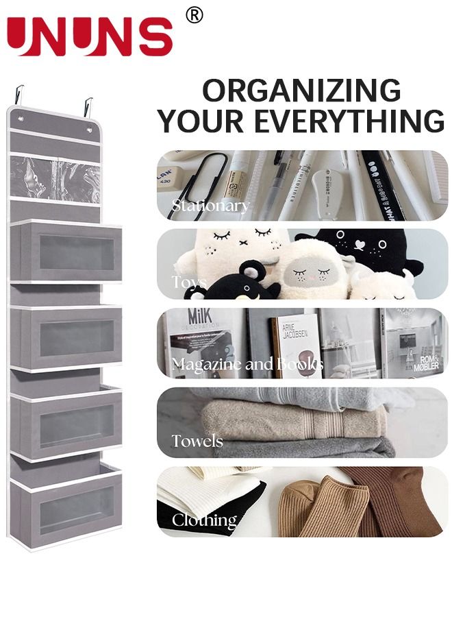 UNUNS Heavy Duty Door Hanging Organizer Nursery Closet Organizer Cabinet Baby Storage Door Organizer Door Hook with 4 Large Pockets for Cosmetics, Toys and Sundries - Image 5
