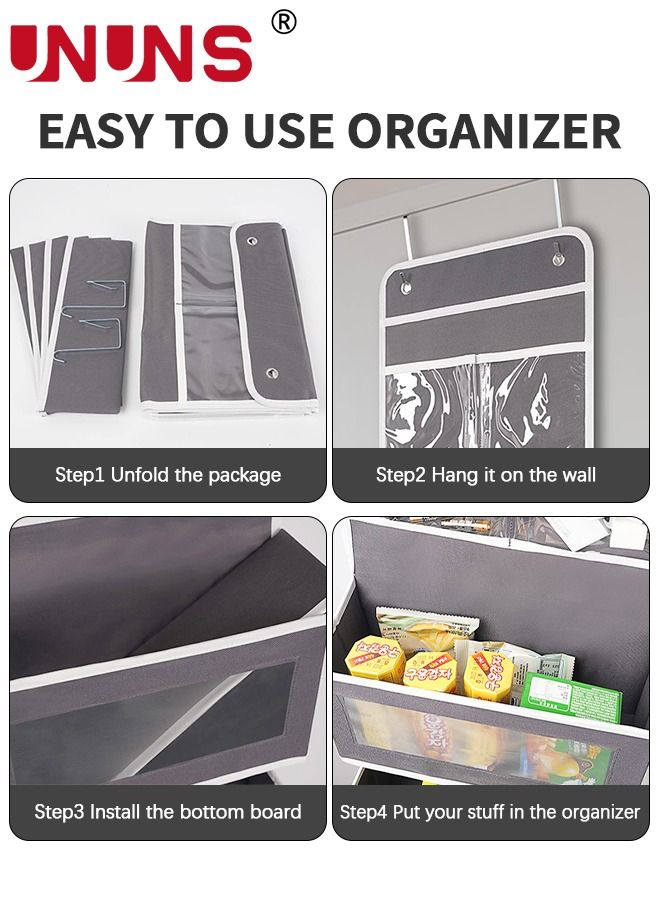 UNUNS Heavy Duty Door Hanging Organizer Nursery Closet Organizer Cabinet Baby Storage Door Organizer Door Hook with 4 Large Pockets for Cosmetics, Toys and Sundries - Image 4