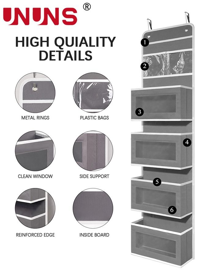 UNUNS Heavy Duty Door Hanging Organizer Nursery Closet Organizer Cabinet Baby Storage Door Organizer Door Hook with 4 Large Pockets for Cosmetics, Toys and Sundries - Image 3