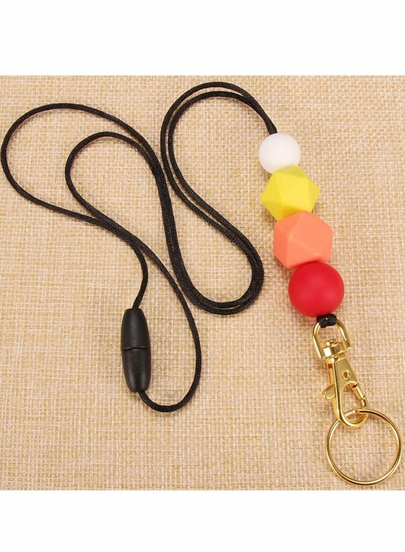 Y&D Silicone Beaded Lanyard, Fashion Safety Breakaway Neck Lanyards Key Chain Holder with Ring, Cute Lanyard Necklace for Women Teachers Nurse Employees Students ID Badges Keys  - Image 2