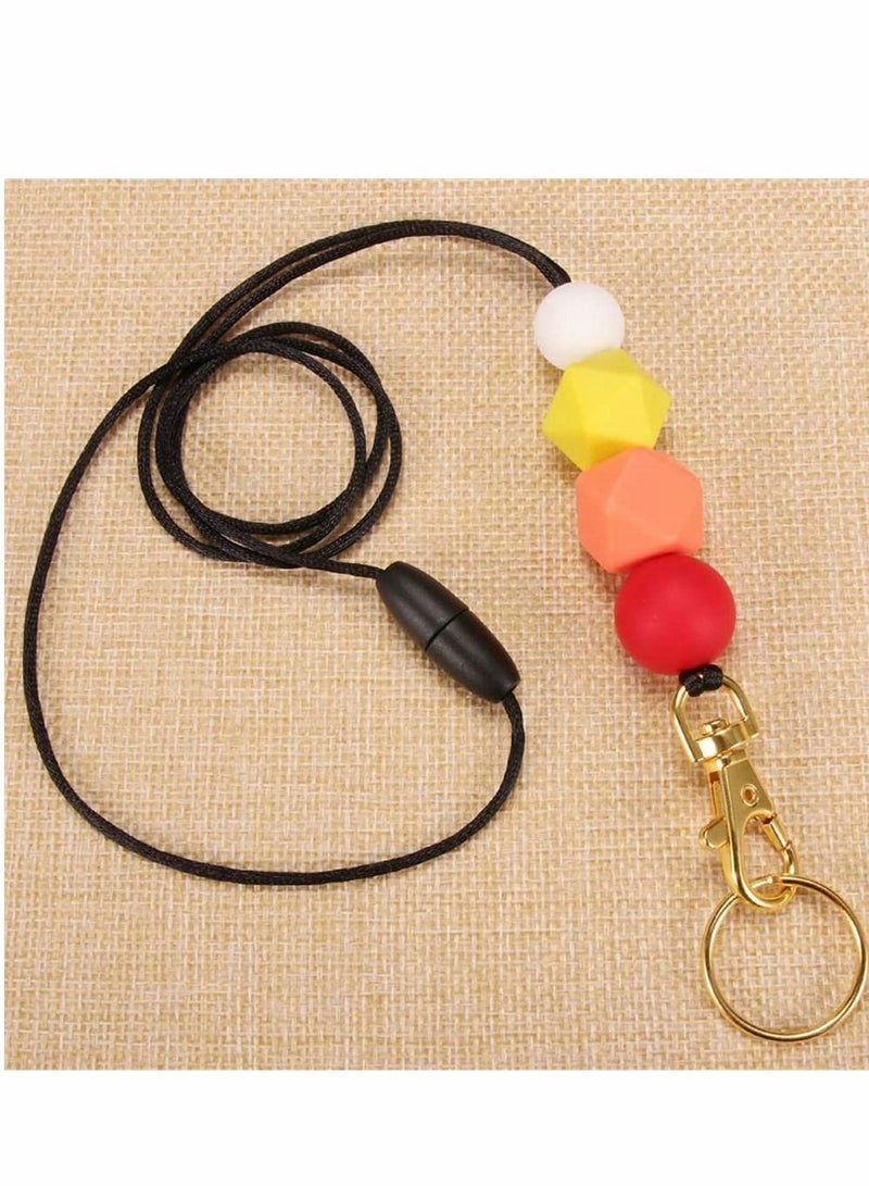 Y&D Silicone Beaded Lanyard, Fashion Safety Breakaway Neck Lanyards Key Chain Holder with Ring, Cute Lanyard Necklace for Women Teachers Nurse Employees Students ID Badges Keys  - Image 3