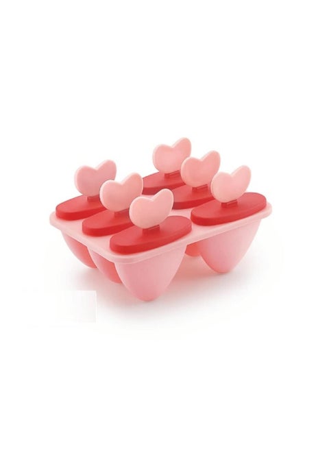 ROSEFINCH Popsicle Molds 6 Ice Cream Mold PP Frozen Ice Cube Sticks Makers Popsicle Lolly Mould Heart Shape Lolly Tool Reusable Ice Pop Molds Durable Popsicle Maker Tray for Popsicle MakingMulti
