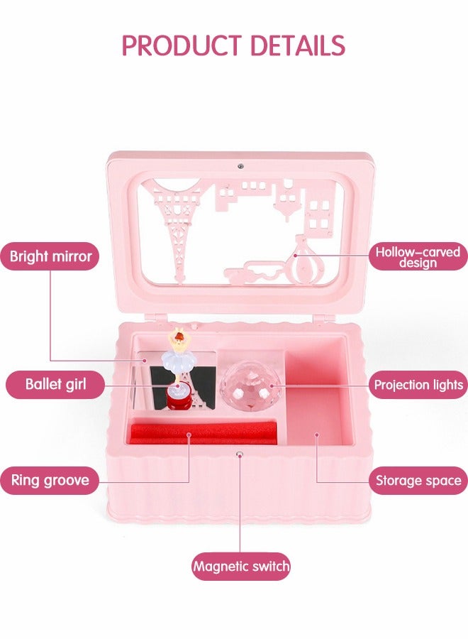 GROIC Music Dressing Box , Jewelry Storage Box，Vanity Box 3-in-1 Girls Toy with Rotating Ballerina Girls, Functional Kids Toys - Image 5