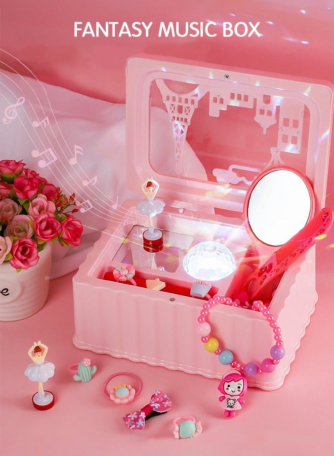 GROIC Music Dressing Box , Jewelry Storage Box，Vanity Box 3-in-1 Girls Toy with Rotating Ballerina Girls, Functional Kids Toys - Image 2