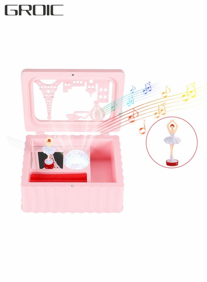 GROIC Music Dressing Box , Jewelry Storage Box，Vanity Box 3-in-1 Girls Toy with Rotating Ballerina Girls, Functional Kids Toys - Image 1