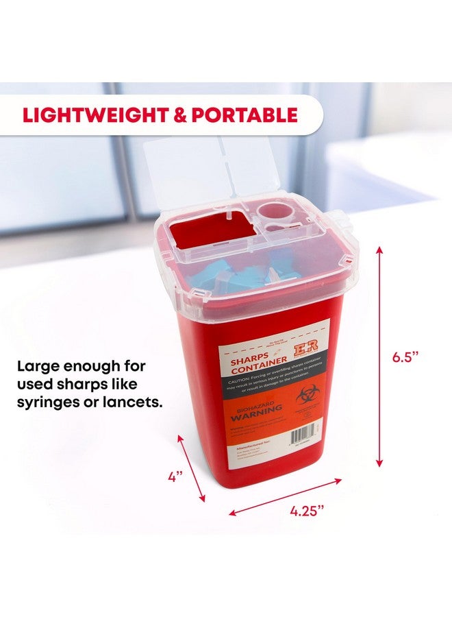 Ever Ready First Aid Ever Ready First Aid Sharps Container with Split Lid Design and Locking Mechanism for Sharp Waste Disposal, 1 Quart - Image 1