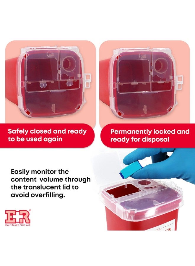 Ever Ready First Aid Ever Ready First Aid Sharps Container with Split Lid Design and Locking Mechanism for Sharp Waste Disposal, 1 Quart - Image 4