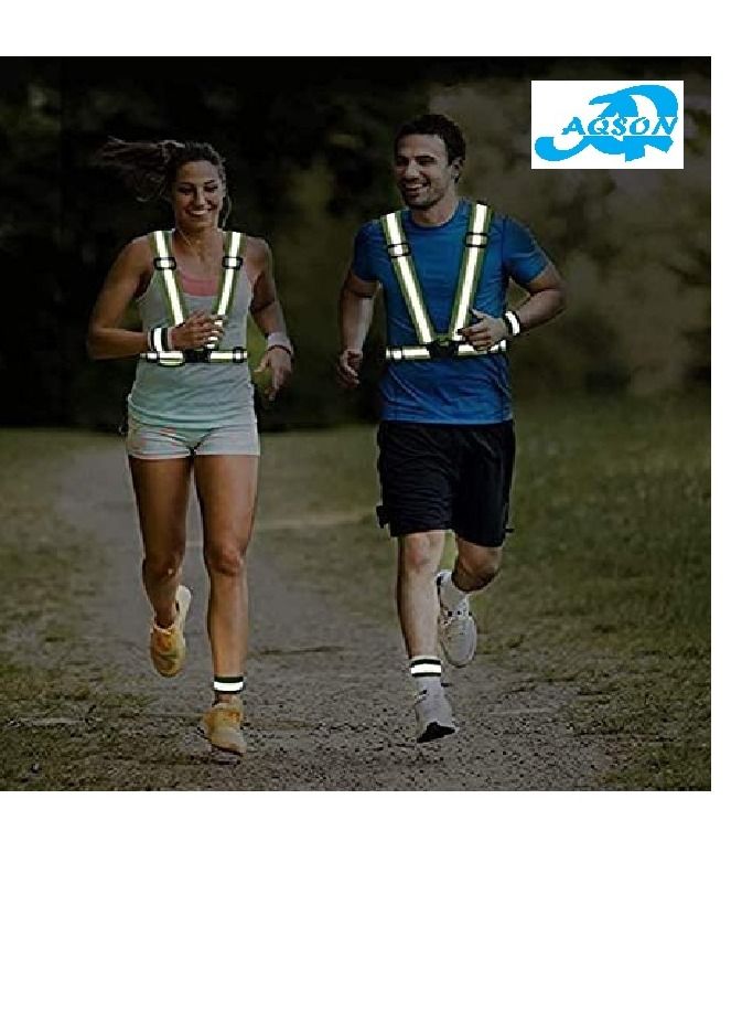AQSON 2 PCS Pack of Adjustable Reflective Vest Belt For Safety With High Visibility Green Color - Image 3