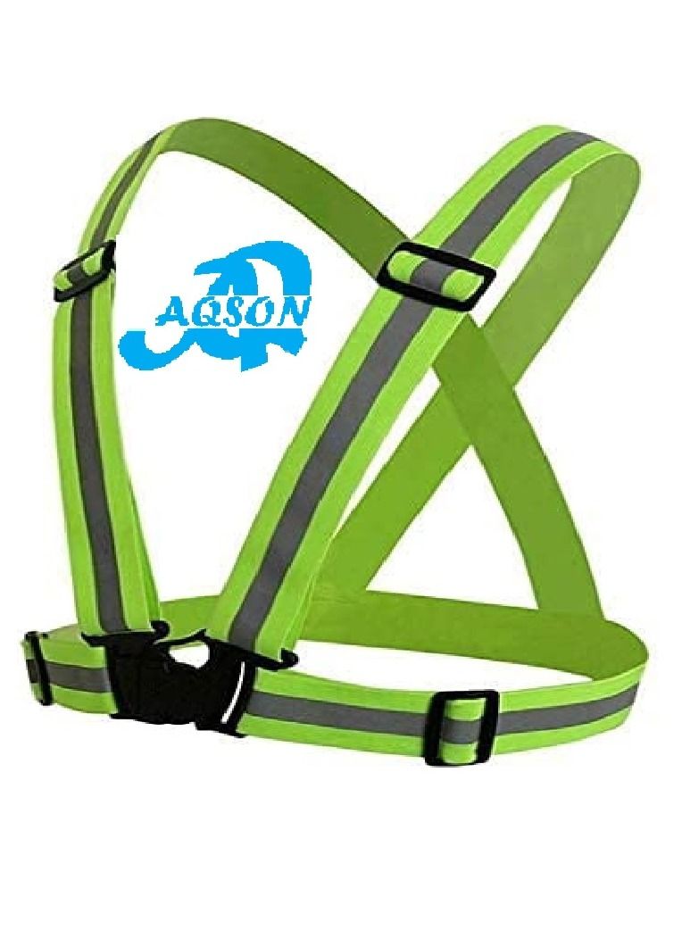AQSON 2 PCS Pack of Adjustable Reflective Vest Belt For Safety With High Visibility Green Color - Image 4