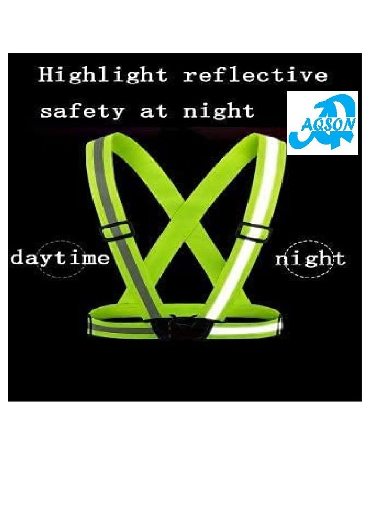 AQSON 2 PCS Pack of Adjustable Reflective Vest Belt For Safety With High Visibility Green Color - Image 5