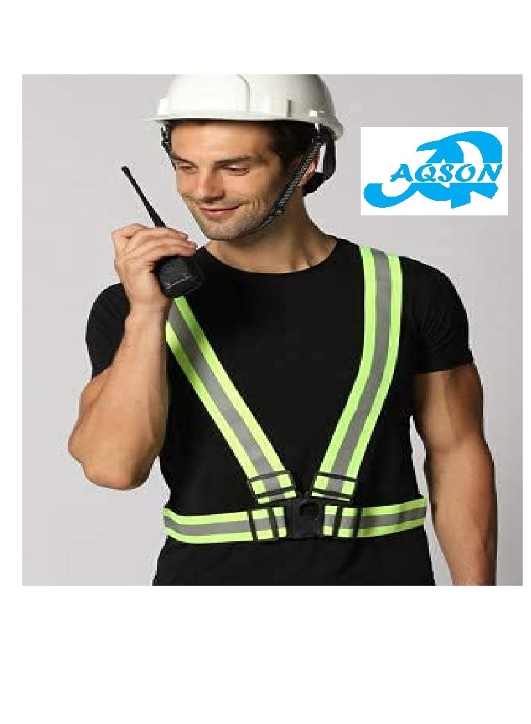 AQSON 2 PCS Pack of Adjustable Reflective Vest Belt For Safety With High Visibility Green Color - Image 2