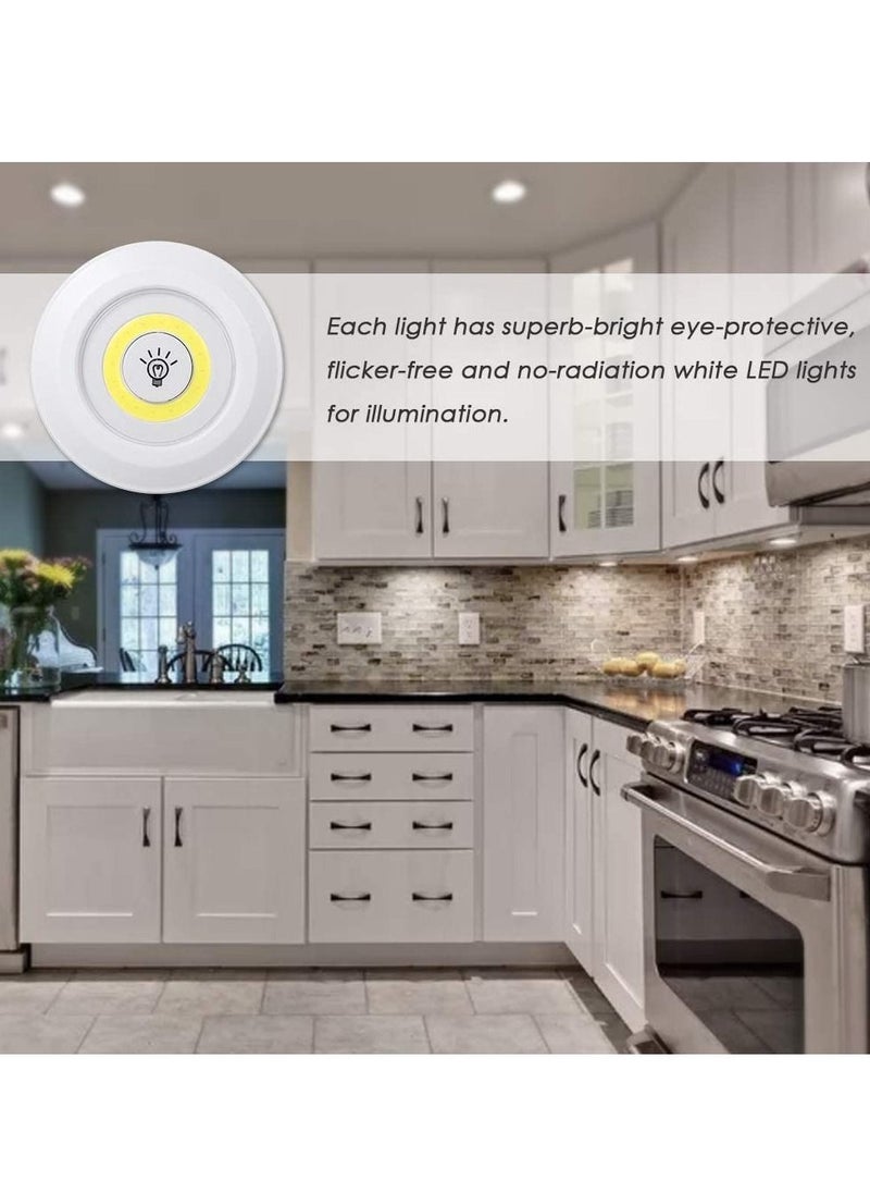 Gravity 1W COB LED Puck Light 6 Pack with Remote Controller Brightness Adjustable Wireless Dimmable Touch Sensor Control Night Lamp Under Cabinet Lighting Battery Powered Operated for Cabinet Wall  - Image 2