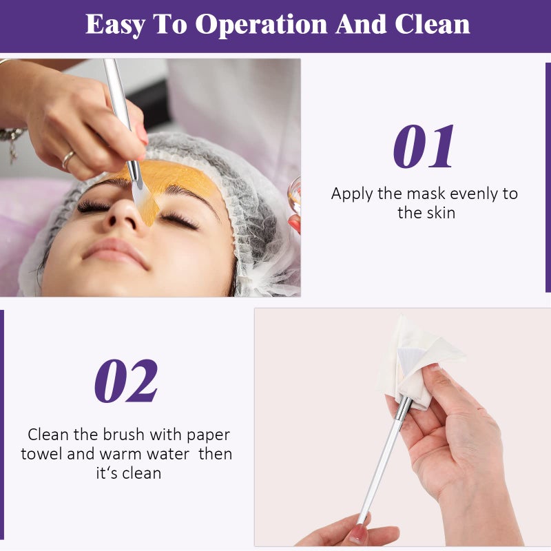 Maitys 6 Pieces Fan Mask Brushes Soft Fan Facial Mask Applicator Tools Brush Makeup Brushes Cosmetic Tools with Handle for Makeup Women(White Hair) - Image 5