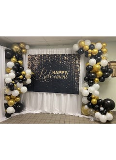 Happy Retirement Backdrop 7x5ft Black and Gold Glitter Photo Background Retirement Party Decorations Glitter Lights Congrats Retirement Photo Booth Prop