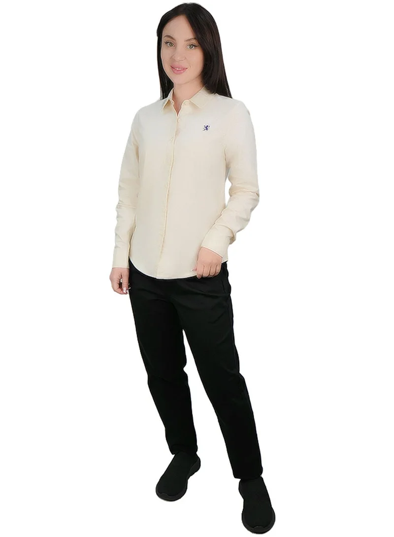 GIORDANO  Women’s Slim Fit Cotton Oxford Shirt | Acute Collar with Embroidery for Women | Best Price UAE