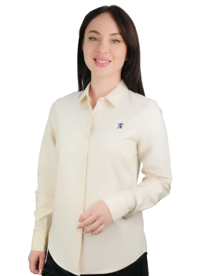 جيوردانو Women’s Slim Fit Cotton Oxford Shirt | Acute Collar with Embroidery