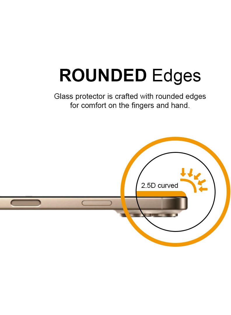 Case Up Screen Protector For Apple iPhone 16 Pro 6.3 Inch 9H Hardness Tempered Glass Film, Bubble Free Easy Installation, Full Coverage, Anti Scratch And Touch Sensitive - Image 3