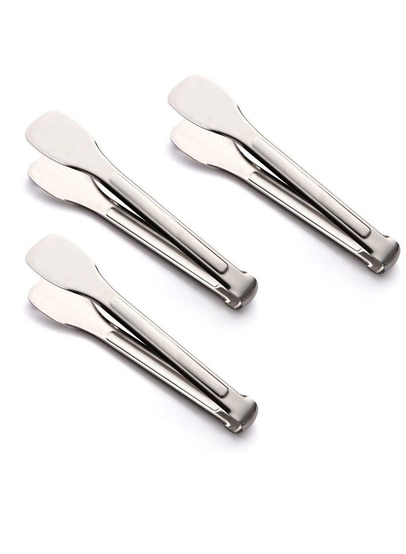 Kitchen Tongs 3 Pack Stainless Steel Buffet serving utensils Salad BBQ 9 Inch Heavy Duty Serving Food for Frying Cooking Clipping Toast Bread Grilling Pastry Sandwich - Image 1