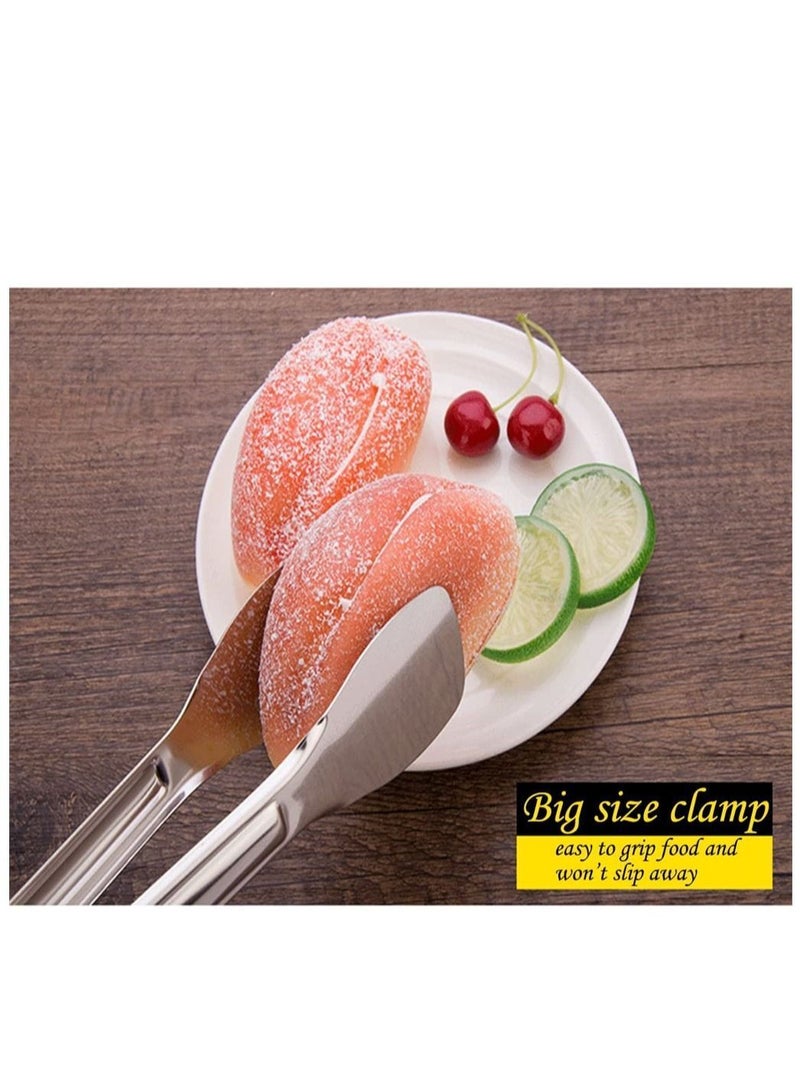 Kitchen Tongs 3 Pack Stainless Steel Buffet serving utensils Salad BBQ 9 Inch Heavy Duty Serving Food for Frying Cooking Clipping Toast Bread Grilling Pastry Sandwich - Image 2
