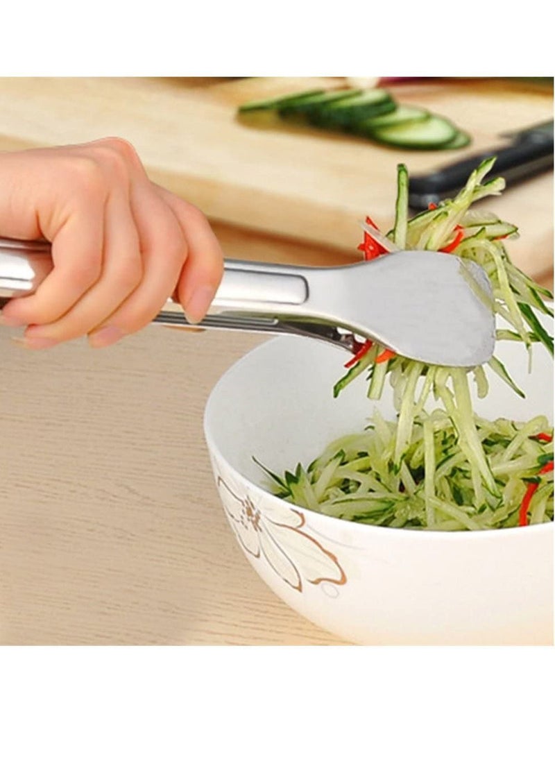 Kitchen Tongs 3 Pack Stainless Steel Buffet serving utensils Salad BBQ 9 Inch Heavy Duty Serving Food for Frying Cooking Clipping Toast Bread Grilling Pastry Sandwich - Image 5