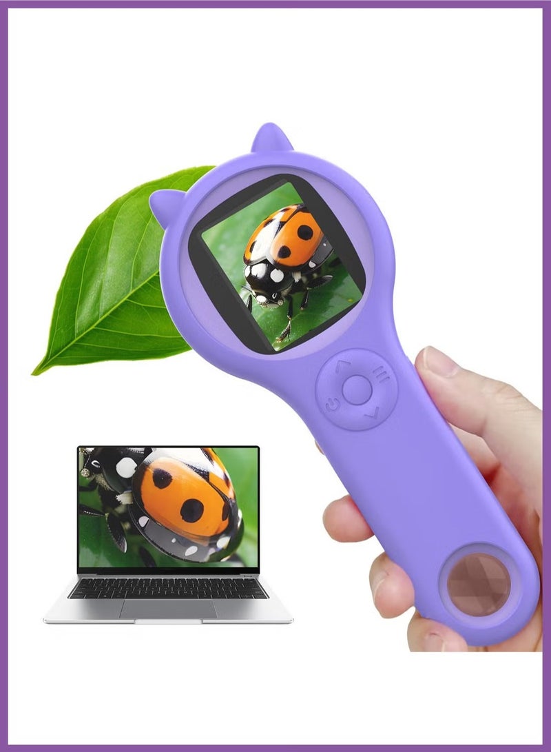 Microscope for Kids - Mini Pocket Handheld Microscope for Toddlers-Educational Science Kit Toys for Birthday Gifts,Toy for Age 3 4 5 6 7 8 Girls Boys （Purple） - Image 1