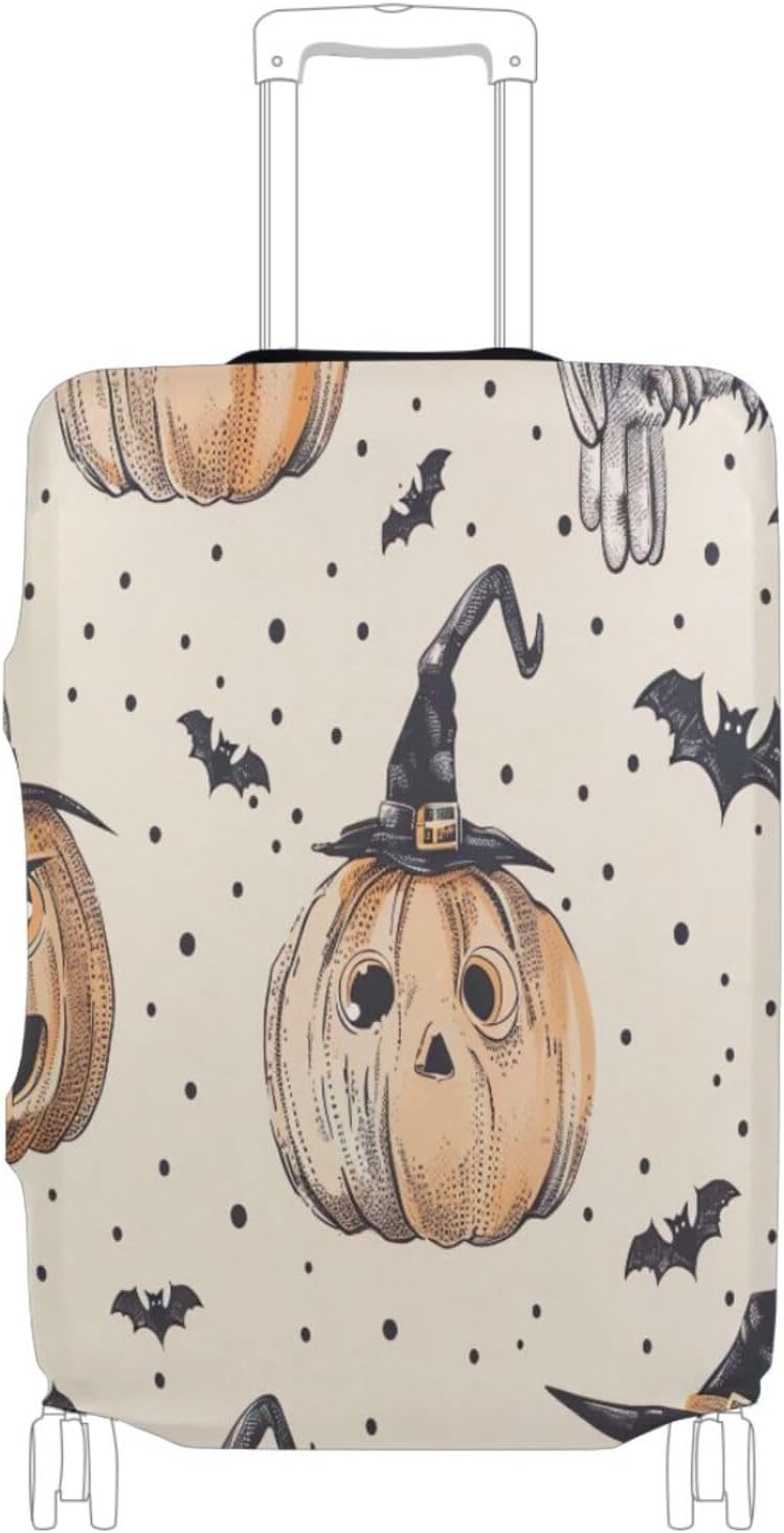 Halloween Pumpkin Luggage Cover for Suitcase, Elastic Travel Protector with Zipper, Washable Anti-Scratch Dustproof Luggage Sleeve Fits 18-20 Inch - Image 1