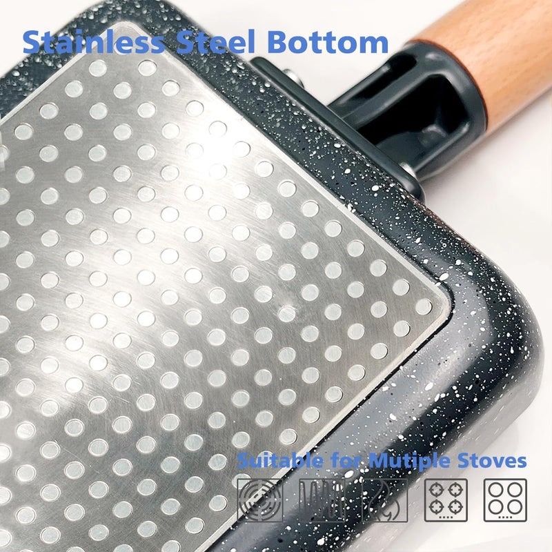 LISOS Ceramic Coating Square Japanese Tamagoyaki Omelette Small Skillet, Non-stick Rectangle Egg Roll Pan with Wood Handle (Dark Grey) - Image 5