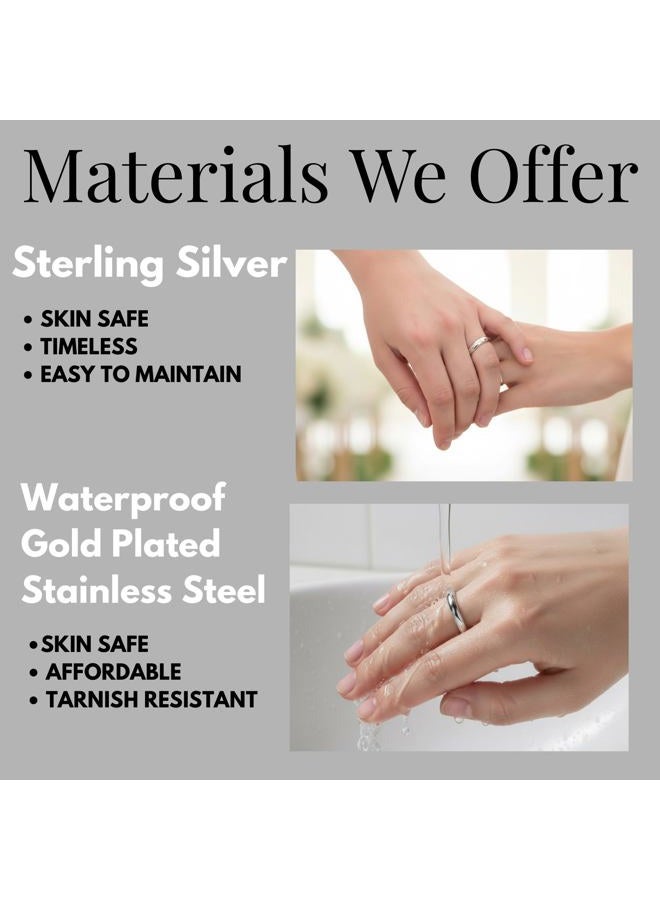 BORUO 925 Sterling Silver Ring| 14K Gold Plated Waterproof Stacking Rings| Plain Dome Tarnish Resistant Comfort Fit Wedding Band Gifts for Special Occasions 1.5mm 2mm 3mm Band Size 4-12, 8, Metal, No - Image 4
